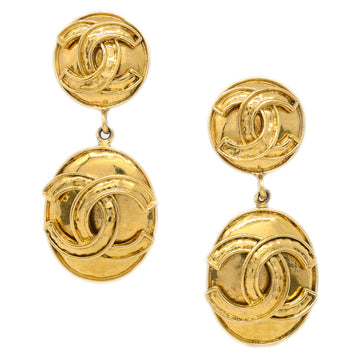 Chanel Dangle Earrings Gold Clip-On 94P