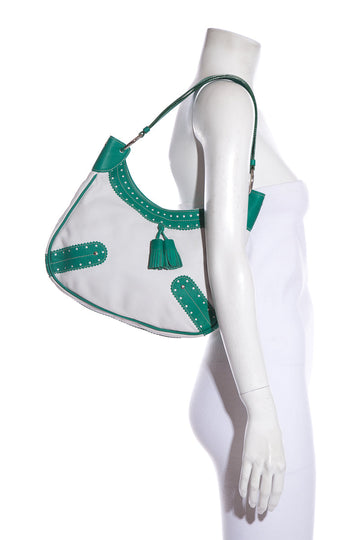 Burberry  White & Green Handbag