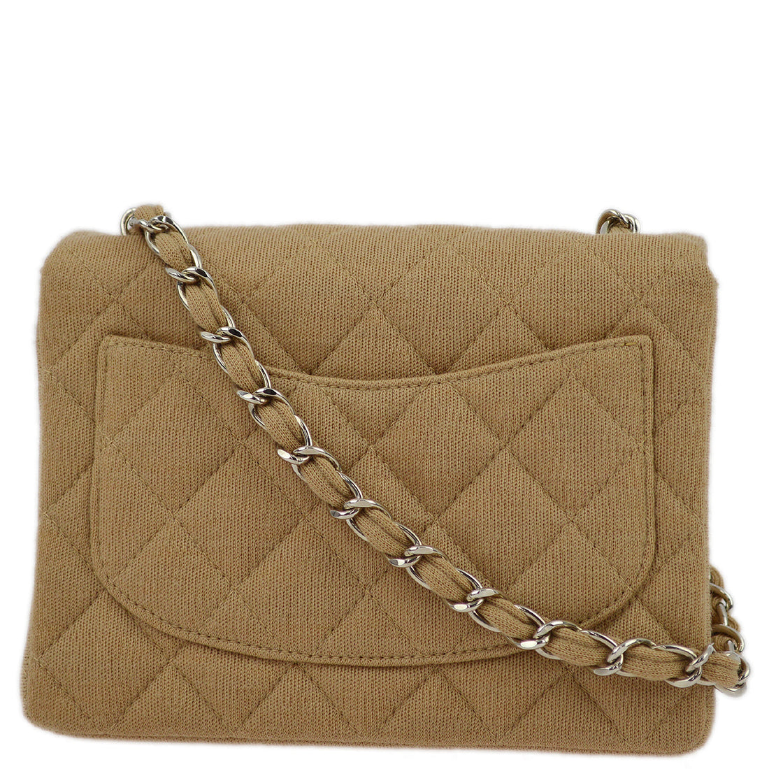 Chanel Beige Cotton Mini Classic Square Flap Shoulder Bag 17