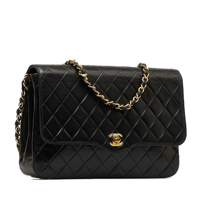 Chanel Mattress ingle Chain Shoulder Bag Black Gold   Chanel