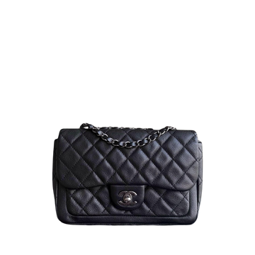 Chanel Seasonal Flap - 24CM Togo/epsom/caviar/clemence/callfskin/cowhide/lambskin Grained CalBNkin Black Silver Hardware Series 18