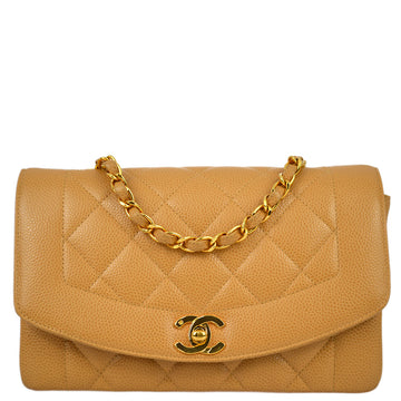 Chanel Beige Caviar Small Diana Shoulder Bag