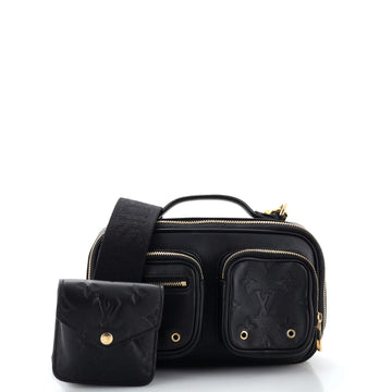 Utility Crossbody Bag Leather with Embossed Monogram Detail