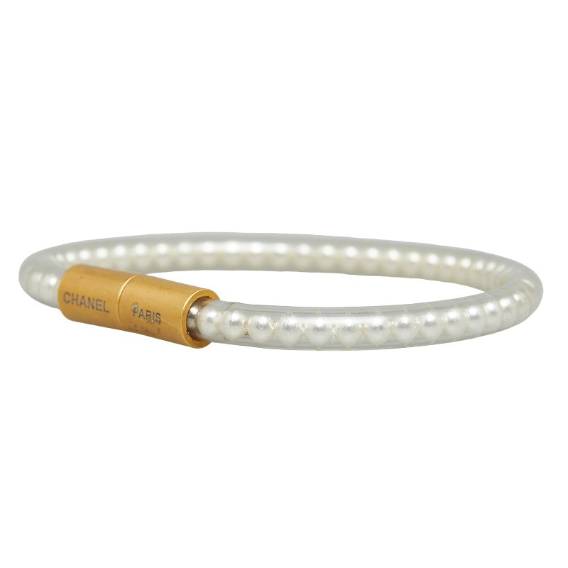 Chanel  Pearl Bracelet White Gold Vinyl   Chanel