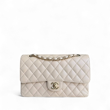 Chanel Classic Flap Medium - Togo/epsom/caviar/clemence/callfskin/cowhide/lambskin 25CM Quilted Beige Gold Hardware Series 14