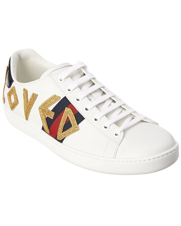 Gucci Ace  Embroidered Leather Sneaker