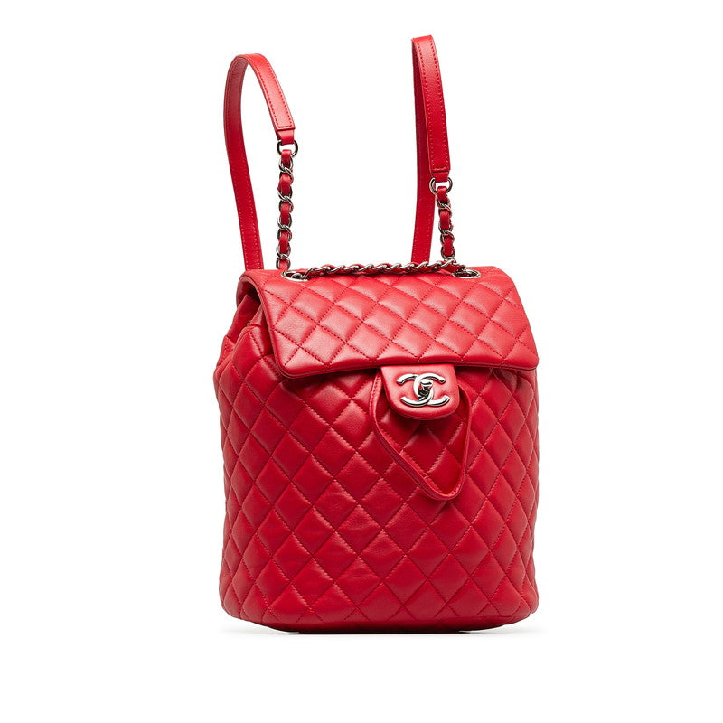 Chanel Matrases Coco Rucksack Backpack Red Silver   Chanel
