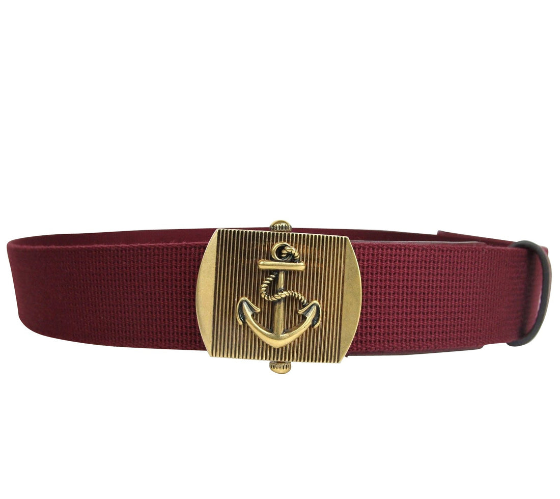 Gucci Men's Military Fabric Anchor Brass Buckle Belt