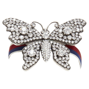 Gucci Alessandro Michele crystal butterfly web strap bracelet