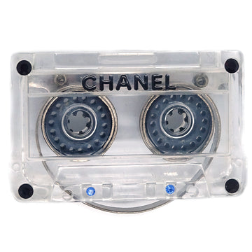 Chanel Cassette Tape Brooch Pin Clear 04P