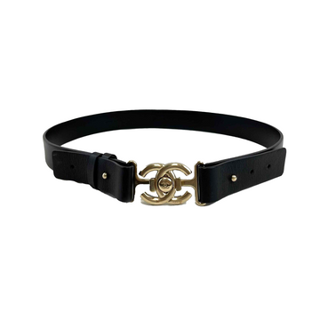 Top Quality Chanel Belt CC Turnlock Circle Leather Belt Black 85/34 2015