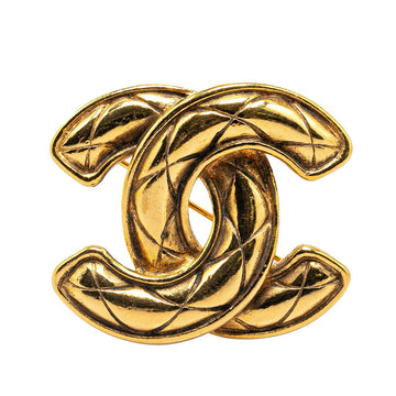 Top Quality Chanel  Coco Mark Matelasse Brooch Gold