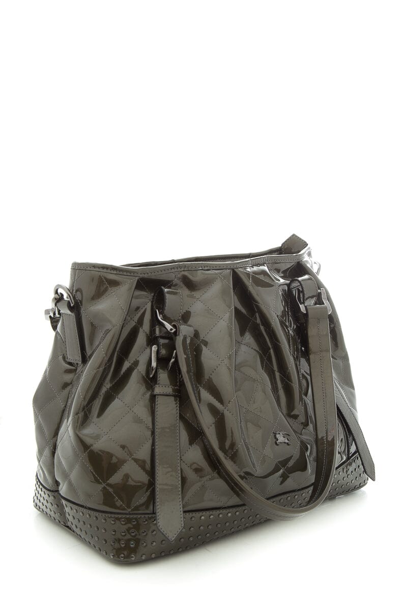 Burberry Green  Leather Lowry Studded Tote