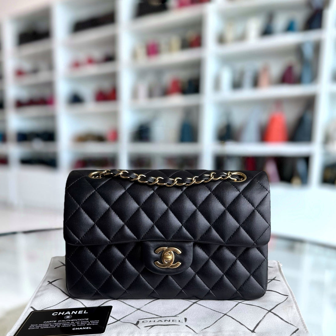 Chanel Classic Flap Small - 23CM Quilted Lambskin Black Gold Hardware Series 30