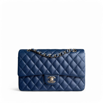 Chanel Classic Flap Medium - Togo/epsom/caviar/clemence/callfskin/cowhide/lambskin 25CM Quilted Dark Blue Light Gold Hardware Series 27