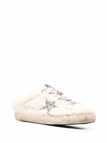 Super Star Sabot Slide Shearling Sneaker In Natural White/silver