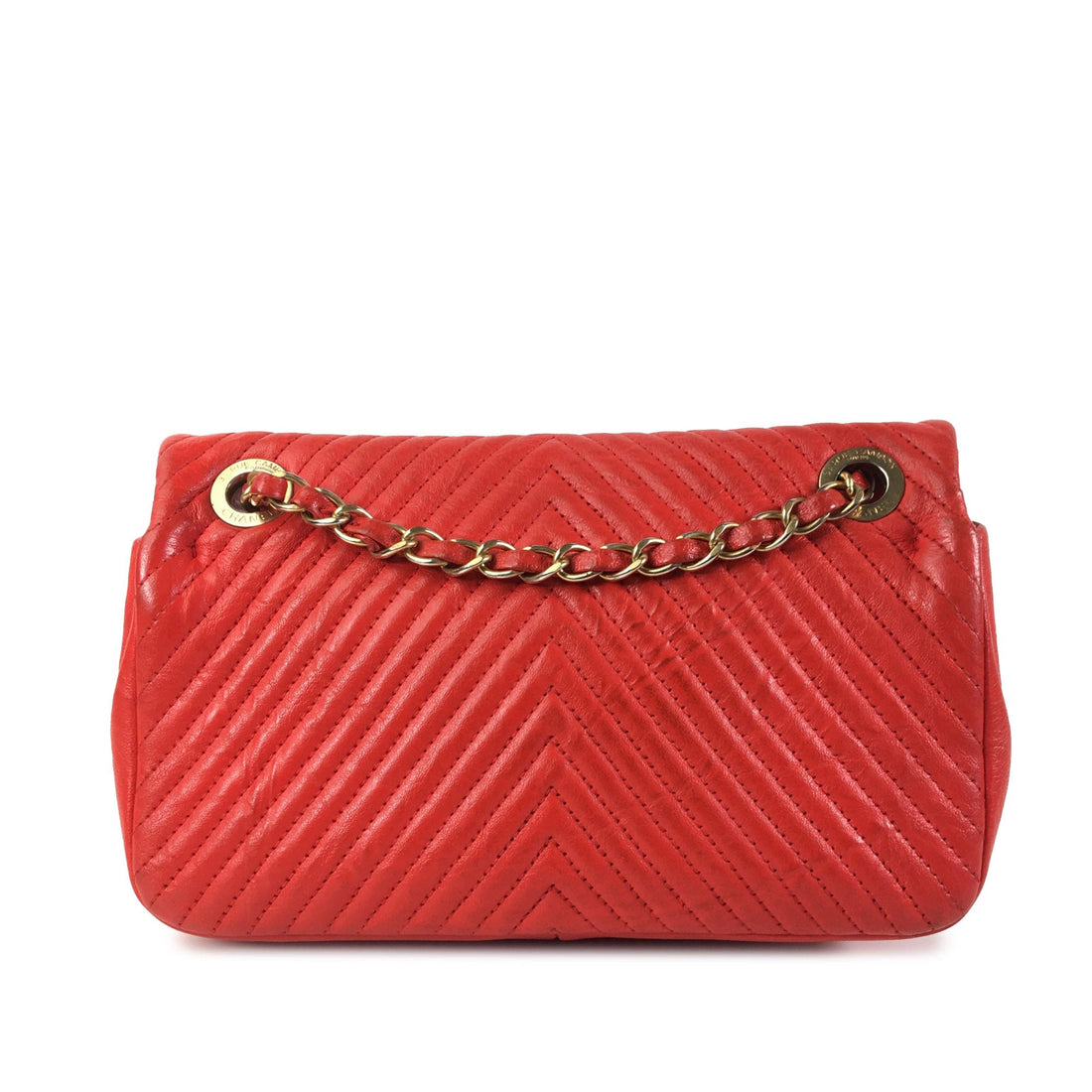 CHANEL Medium Wrinkled CalBNkin Quilted Chevron Medallion Charm Surpique Flap Shoulder Bag