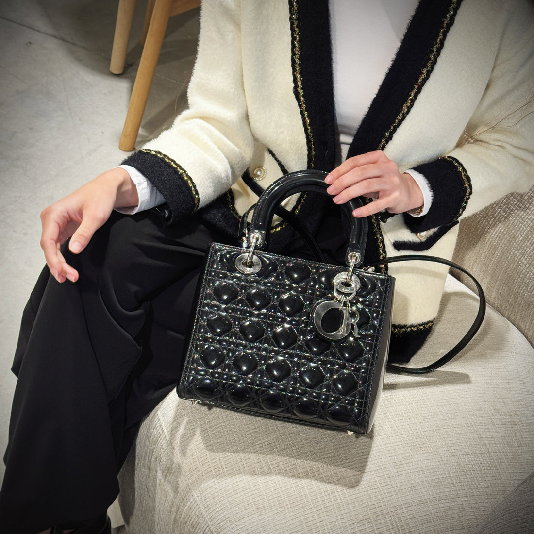 Christian Dior LadyDior Medium Patent leather Bag TWS