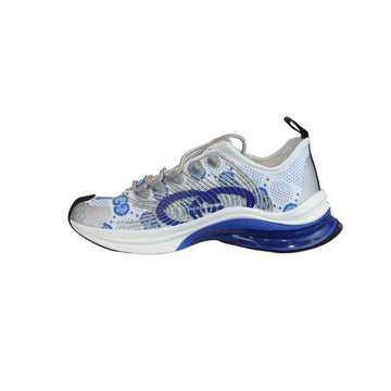 Gucci Run Sneakers Knit Fabric GG Monogram Blue White Size 6.5