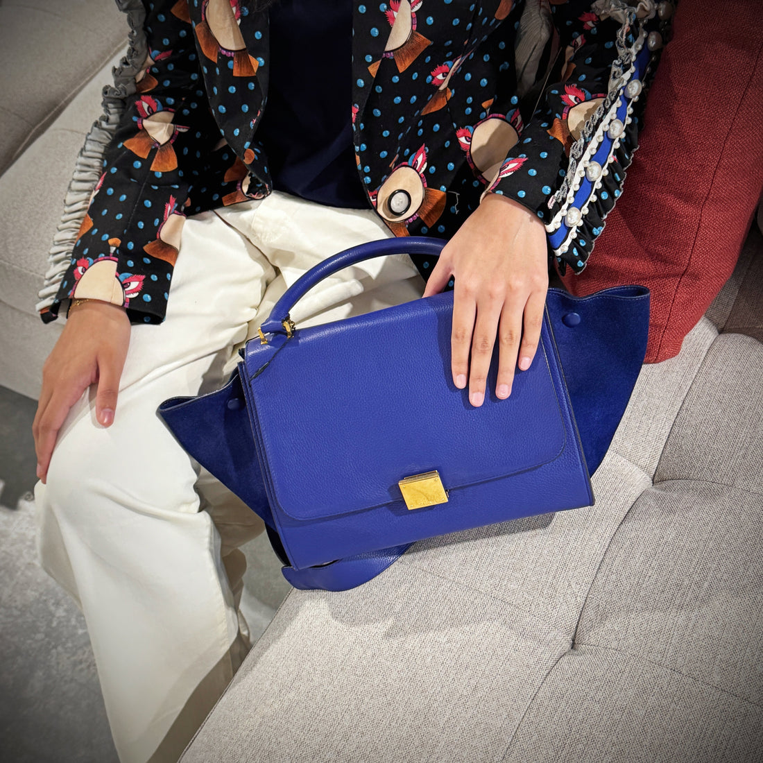 Celine Medium Leather & Suede Leather Trapeze bag TWS