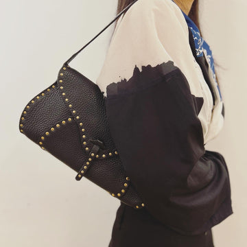 CÃ©line Studded Black Leather Baguette