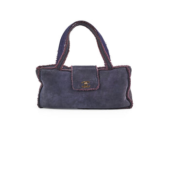 Top Quality Chanel  Suede Tote Navy