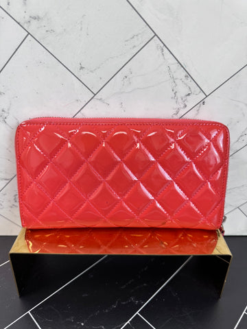 Chanel Coral Red Quilted New 1:1 Rep Leather Zippy Wallet