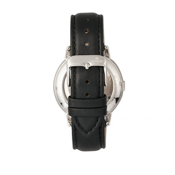 Empress Quinn Automatic MOP Semi-Skeleton Dial Leather-Band Watch - Black