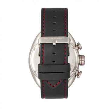 Morphic M64 Series Chronograph Leather-Band Watch w/ Date - Silver/Black