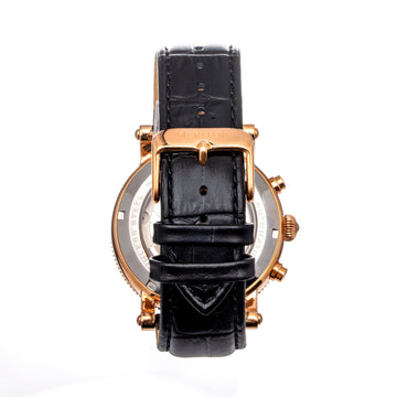 Heritor Automatic Barnsley Semi-Skeleton Leather-Band Watch - Rose Gold/White