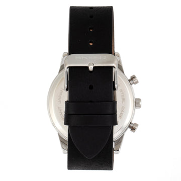 Breed Andreas Leather-Band Watch w/ Date - Silver/Black