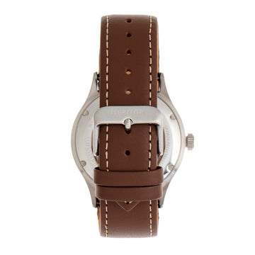 Heritor Automatic Antoine Semi-Skeleton Leather-Band Watch - Silver/Tan