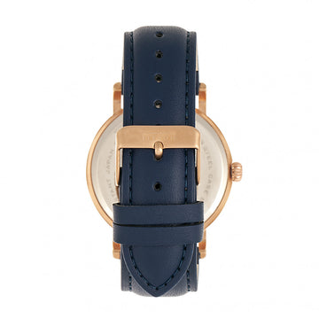 Elevon Von Braun Leather-Band Watch w/Date - Rose Gold/Blue