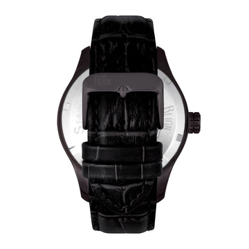Reign Bhutan Leather-Band Automatic Watch - Black
