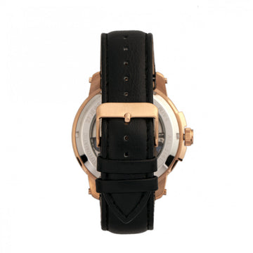 Reign Matheson Automatic Skeleton Dial Leather-Band Watch - Black/Rose Gold