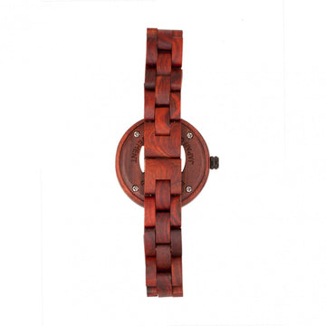 Earth Wood Wisteria Mother-Of-Pearl Bracelet Watch - Red