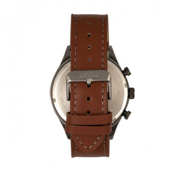 Elevon Lindbergh Leather-Band Watch w/Day/Date -  Brown/Gray