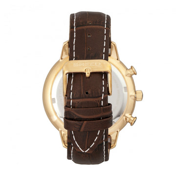 Breed Holden Chronograph Leather-Band Watch w/ Date - Gold/Brown