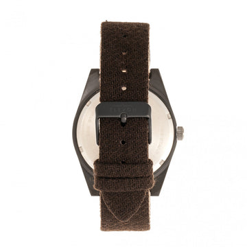 Elevon Jeppesen Pressed Wool Leather-Band Watch w/Date - Dark Brown