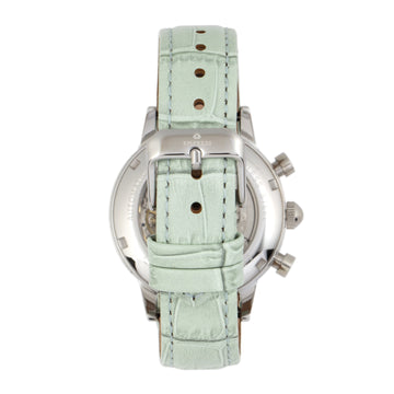 Empress Beatrice Automatic Skeleton Dial Leather-Band Watch w/Day/Date - Silver/Mint