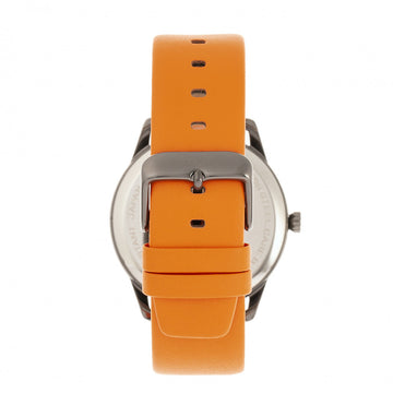 Simplify The 6300 Leather-Band Watch - Orange/Black