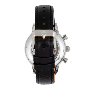 Empress Beatrice Automatic Skeleton Dial Leather-Band Watch w/Day/Date - Silver/Black