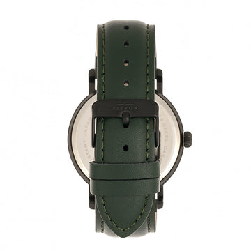 Elevon Von Braun Leather-Band Watch w/Date - Gunmetal/Green