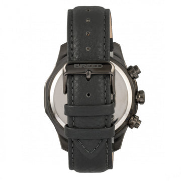 Breed Lacroix Chronograph Leather-Band Watch - Gunmetal/Charcoal