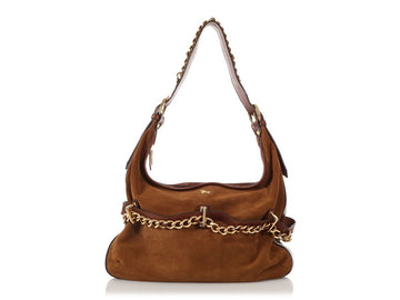 Burbe**y Brown Suede Chain Hobo