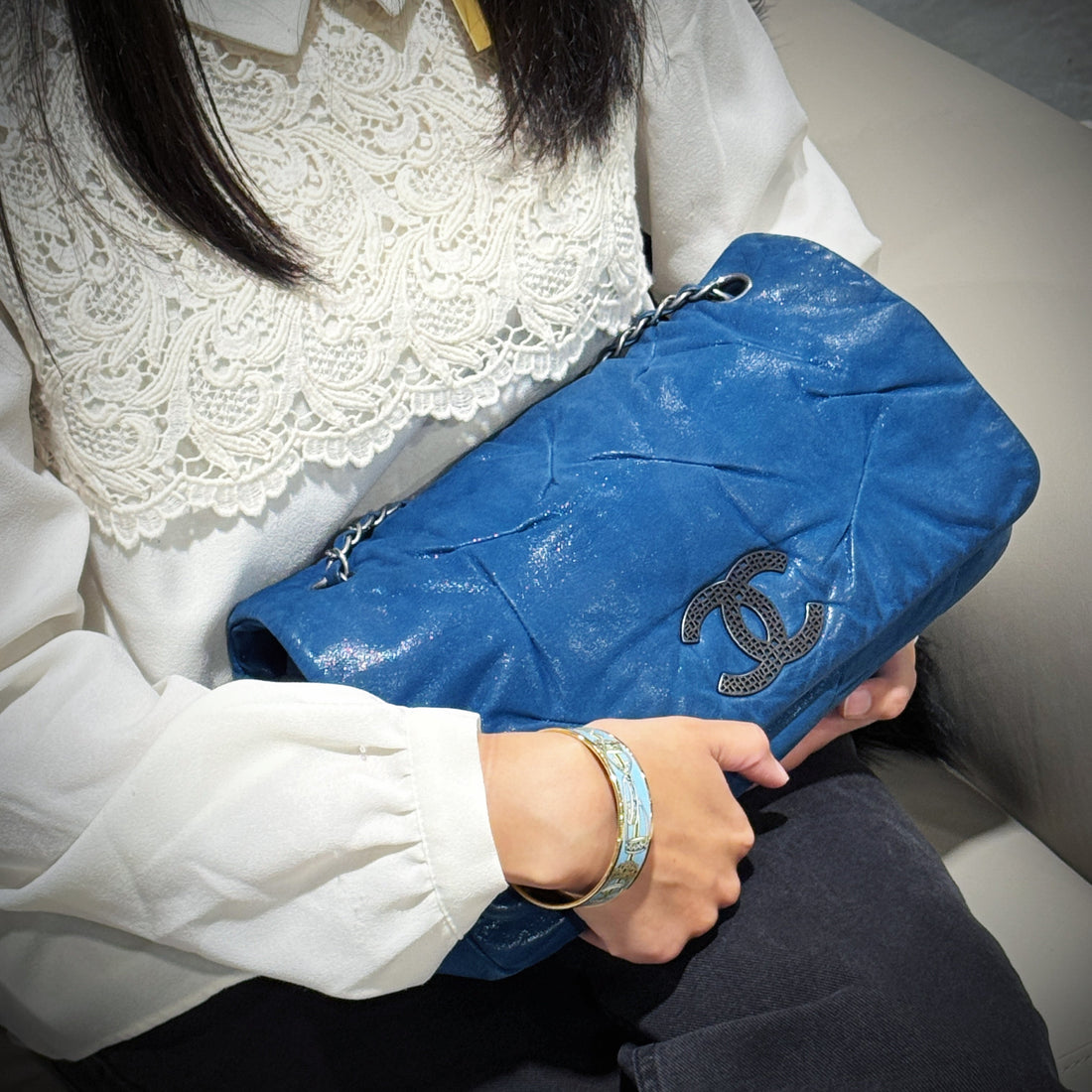 Chanel CC Glint Iridescent Calfskin Nubuck Flap bag TWS