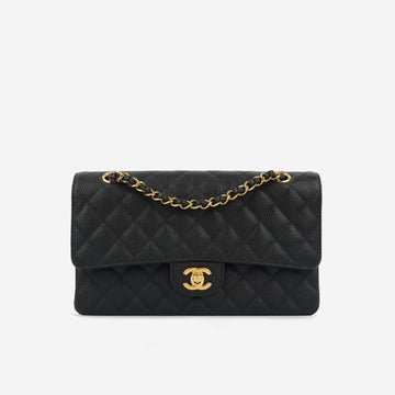 Chanel - Medium Classic Flap - Black Quilted Togo/epsom/caviar/clemence/callfskin/cowhide/lambskin GHW -