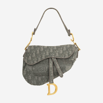 Dior - Medium Saddle Bag - Grey Oblique Canvas GHW -  - 2020