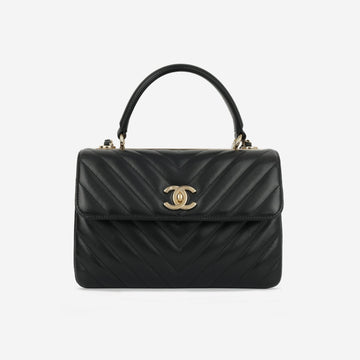 Chanel - Trendy CC Flap Bag Small - Black Chevron Lambskin CGHW - 2018 -