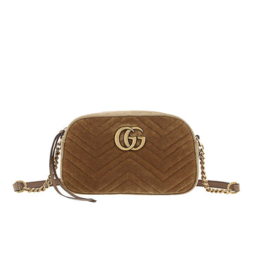 Gucci GG Marmont Velvet Crossbody Bag Brown